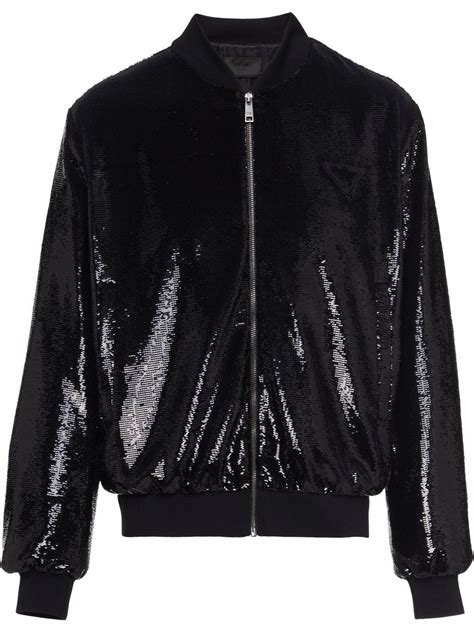 prada sequin jacket|Black Single.